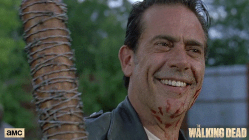 Negan Bloody Face Smiling GIF