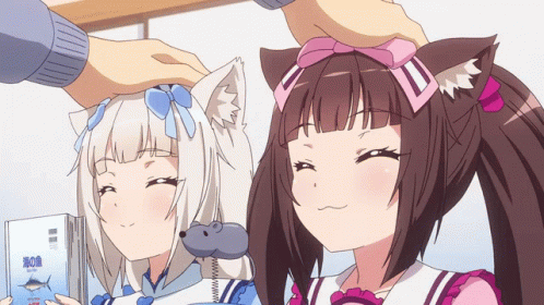 Nekopara Rubbing Their Hairs GIF