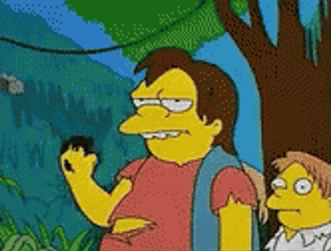 Nelson Muntz Camouflaged Hunting Ready GIF