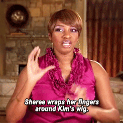 Nene The Ghetto Wraps Her Fingers Kim's Wig GIF