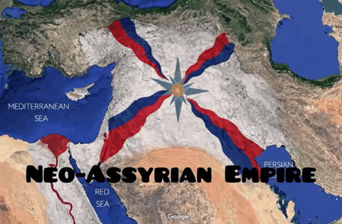Neo-Assyrian Empire Map With Mediterranean Sea