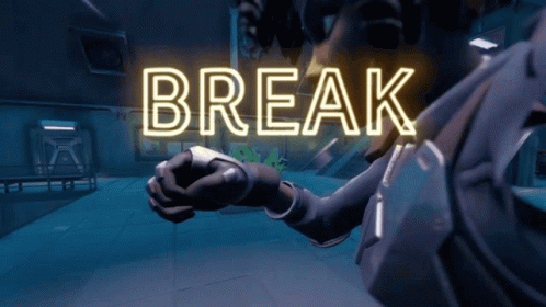 Neon Break Sign Lit Up