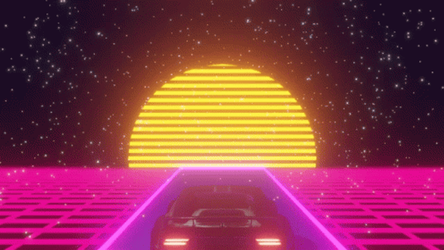 Neon Car 80s Synthwave Aesthetic GIF