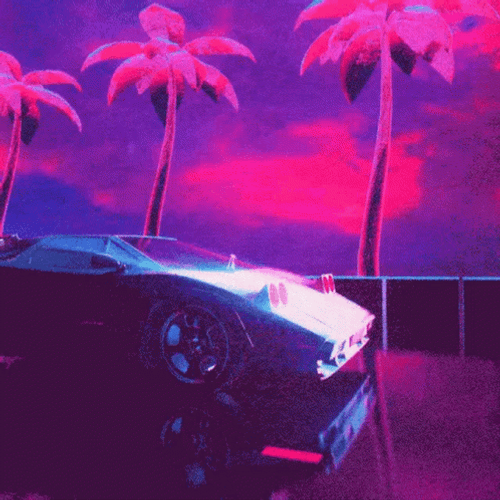 Neon Car Aesthetic Beach Drive GIF