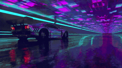 Neon Car Synthwave Drive Loop GIF