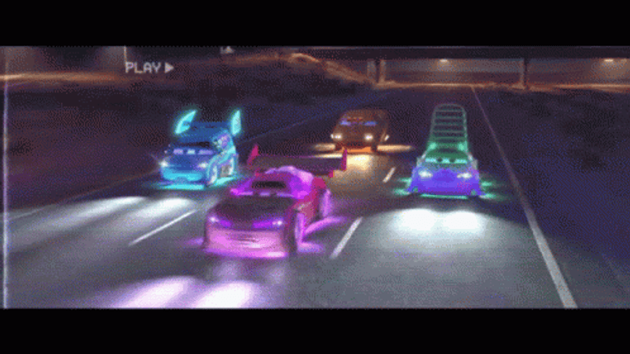 Neon Cars Movie Retro GIF