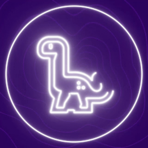 Neon Dinosaur in Purple Circle
