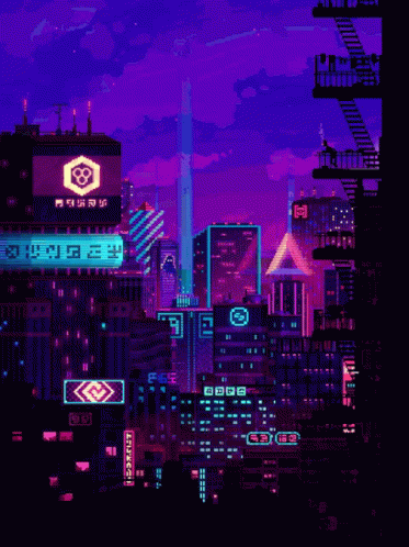Neon Galaxy Night Street GIF
