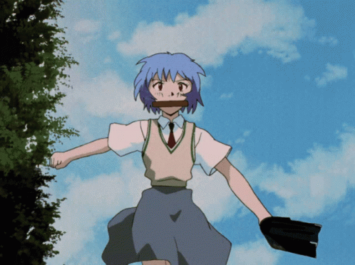 Neon Genesis Evangelion Rei Ayanami Running GIF