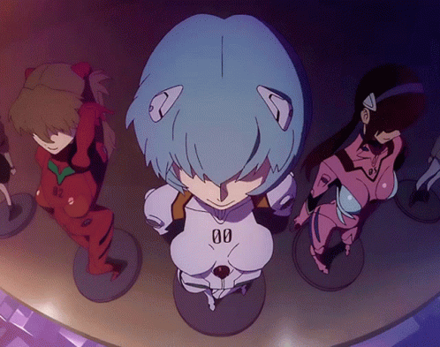 Neon Genesis Evangelion Rei Asuka Mari Red Eyes GIF