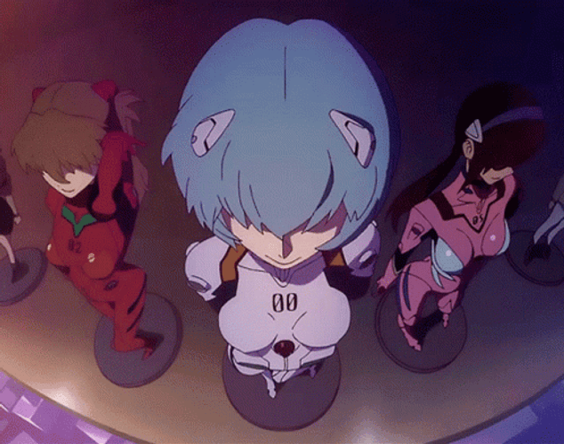Neon Genesis Evangelion Rei Asuka Mari Red Eyes GIF