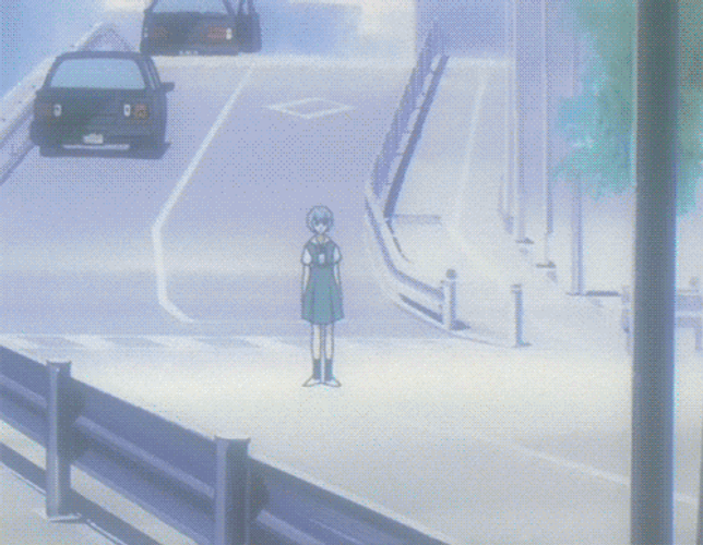 Neon Genesis Evangelion Rei Ayanami Middle Of Road GIF