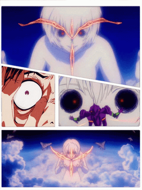Neon Genesis Evangelion Rei White Hair On Clouds GIF