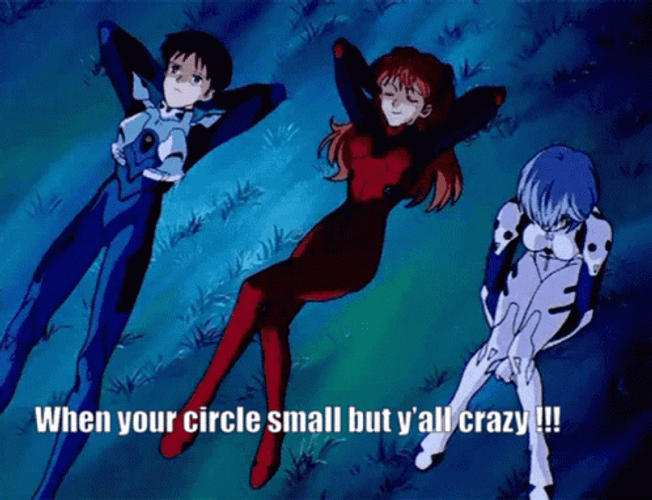 Neon Genesis Evangelion Shinji Asuka Rei Hanging Out GIF