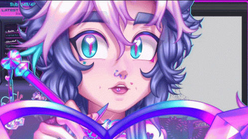 Neon Girl Galaxy GIF