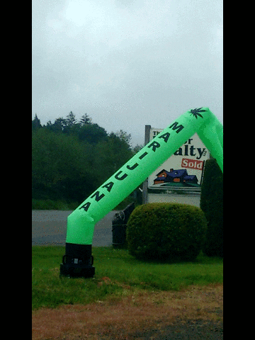 Neon Green Inflatable Tube Man Falling Down GIF