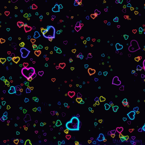 Neon Hearts With Word Lea on Black Background