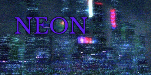 Neon Is Written In Purple On A Blurred Background GIF