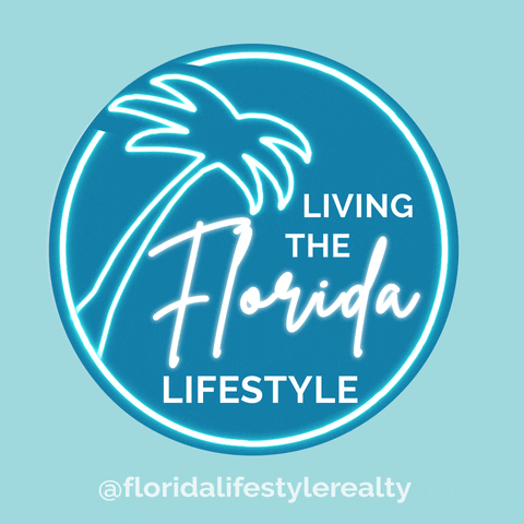 Neon Lighted Palm Tree Florida Logo GIF