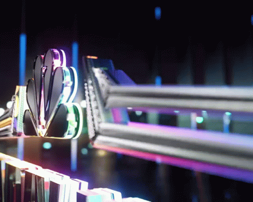 Neon NBC Sign Lit in Dark Room