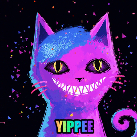 Neon Purple Cheshire Cat Yippee GIF
