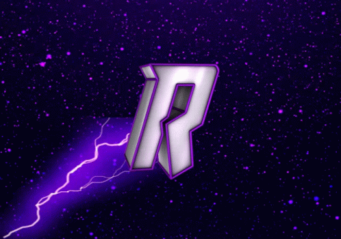 Neon Purple Letter R Struck Lightning GIF