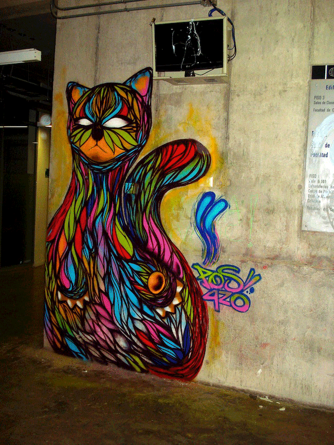 Neon Rainbow Cat Art GIF