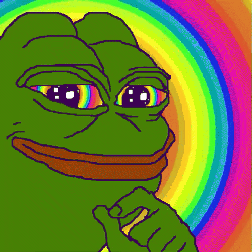 Neon Rainbow Pepe The Frog Evil Smile Meme GIF 