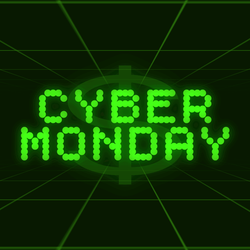 Neon Sign Cyber Monday Dark Green Background