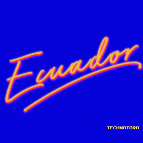 Neon Sign Ecuador Blue Background
