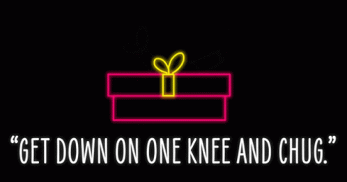 Neon Sign Get Down On One Knee And Chug Champagne GIF