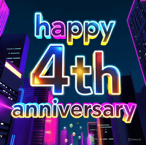 Neon Sign Happy 4th Anniversary
