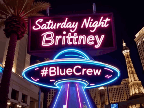 Neon Sign Saturday Night Brittney Blue UFO GIF