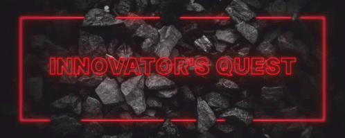 Neon Sign Saying Innovator's Quest In Red GIF