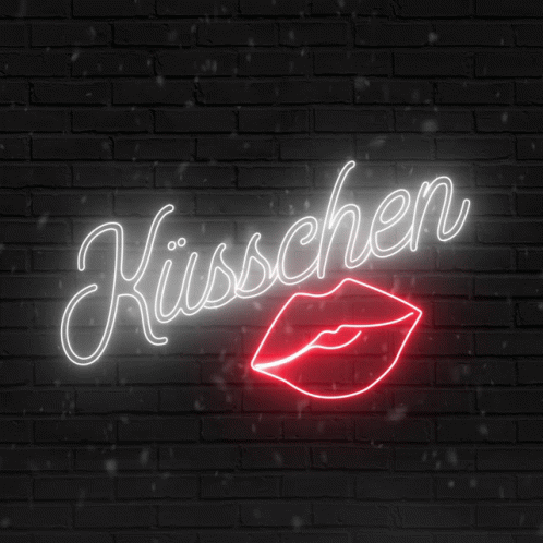 Neon Sign Saying Kusschen