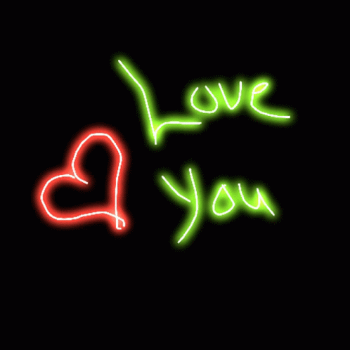 Neon Sign Saying Love You With Heart GIF