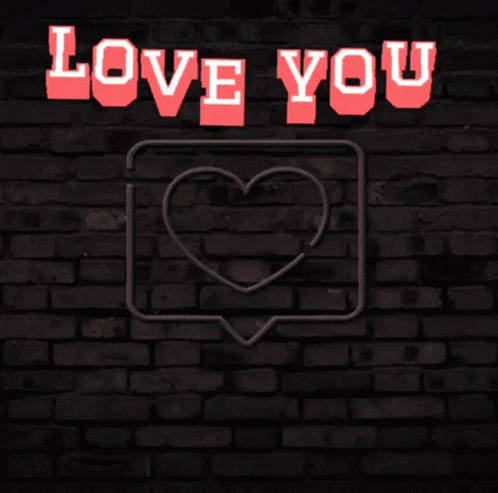 Neon Sign Saying Love You With Heart GIF
