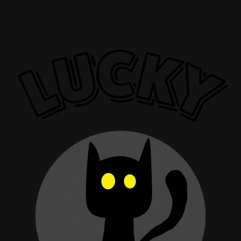 Neon Sign Saying Lucky With Cat GIF