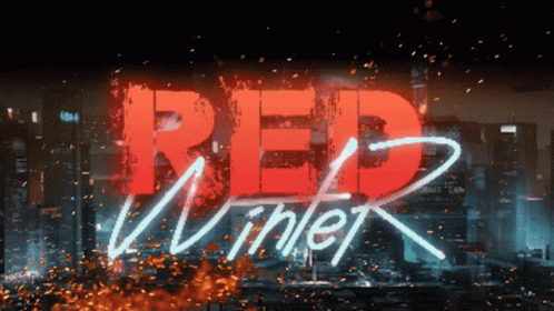 Neon Sign Saying Red Winter Lit Up