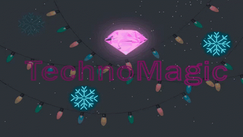 Neon Sign Saying Technomagic With Diamond