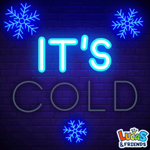 Neon Sign That Says It 'S Cold With Snowflakes GIF