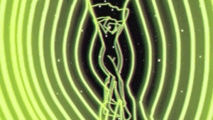 Neon Space Woman Waves GIF