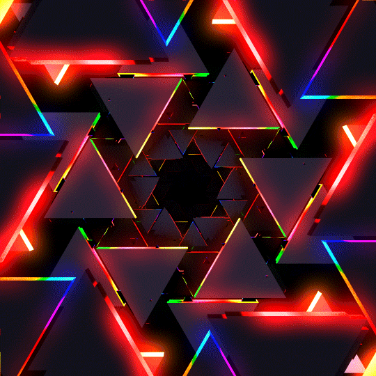 Neon Triangles Tunnel Flight GIF