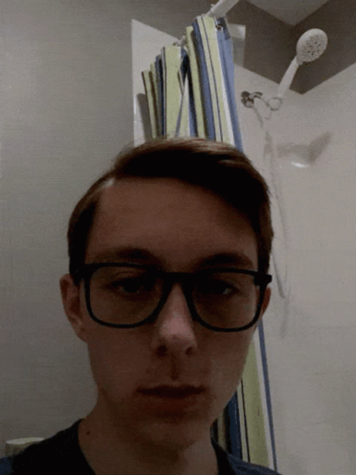 Nerdy Guy Flashing Nose Pimple Popping GIF