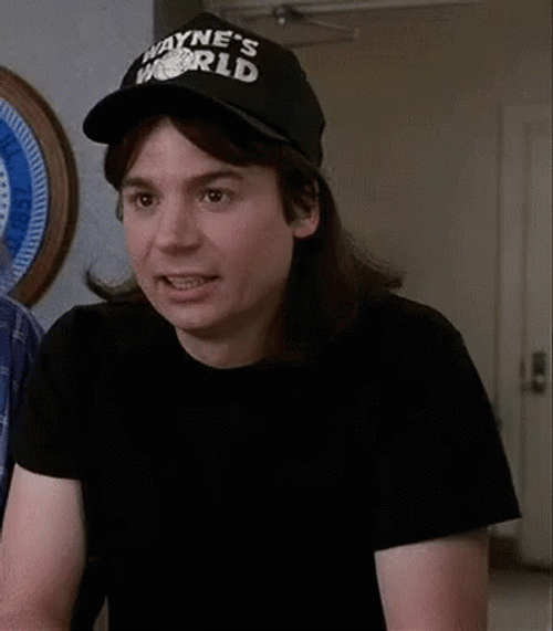 Nervous Mike Myers Looking Around Waynes World GIF