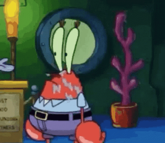 Nervous Mr Krabs Fearful Reaction GIF