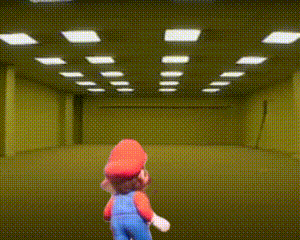 Nervous Super Mario Backroom Scare GIF