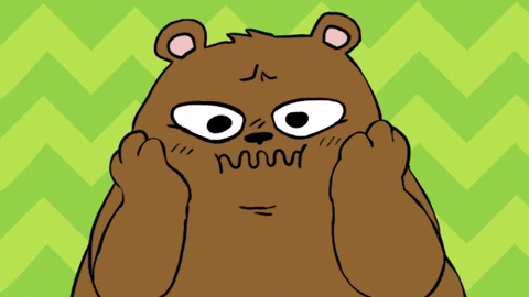 Nervous Sweating Cartoon Bear GIF