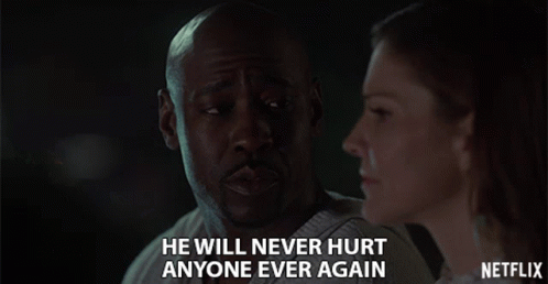 Netflix Ad Man And Woman Looking At Each Other He Will Never Hurt Anyone Ever Again GIF