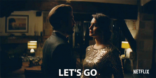 Netflix Ad Man and Woman Looking Into Each Other's Eyes Saying Let's Go